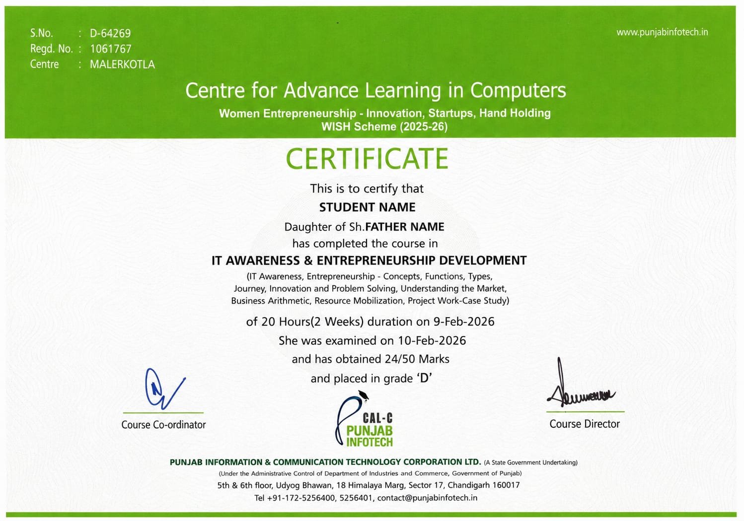 CAL-C Certificate